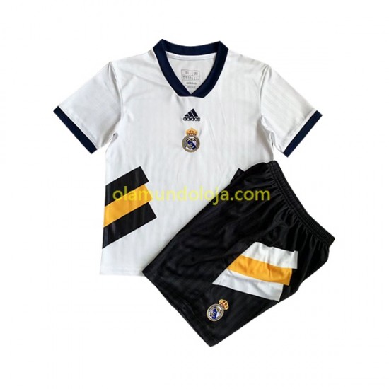 Camisola Real Madrid Icon Retro Criança Equipamento Primeiro 2022-2023 Manga Curta
